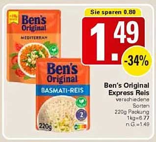 Ben's Original Express Reis verschiedene Sorten 220g Packung