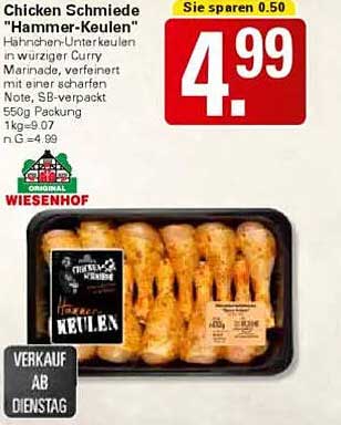 Chicken Schmiede "Hammer-Keulen" Hähnchen-Unterkeulen in würziger Curry Marinade