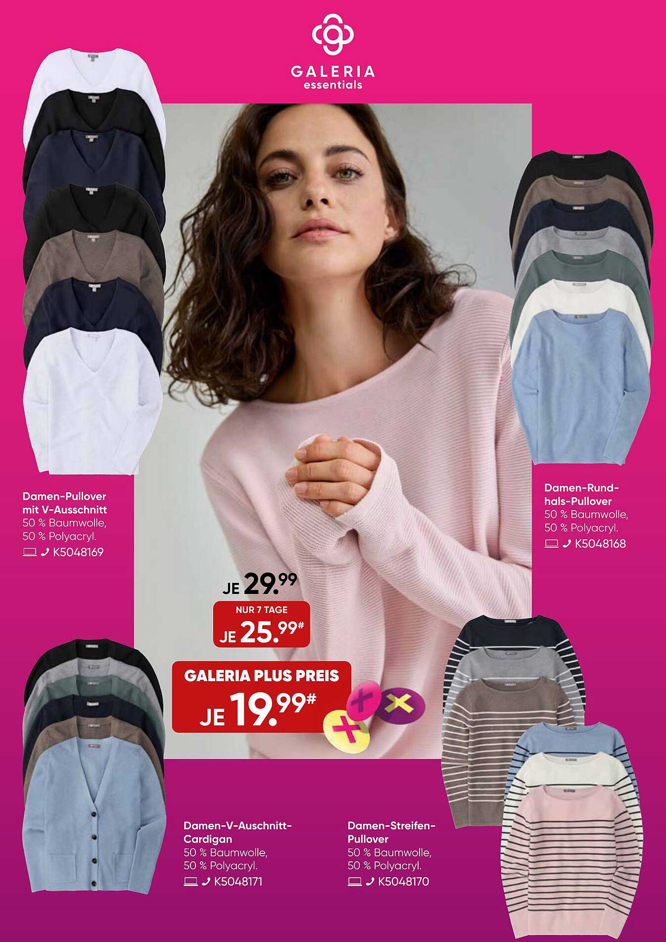 Damen-Pullover mit V-Ausschnitt - 50 % Baumwolle, 50 % Polyacryl