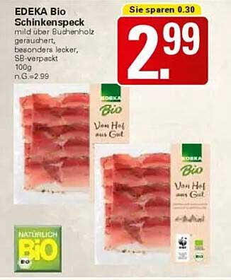 EDEKA Bio Schinkenspeck – mild über Buchenholz geräuchert