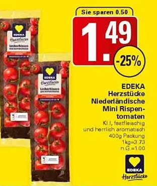 EDEKA Herzstücke Niederländische Mini Rispen-Tomaten