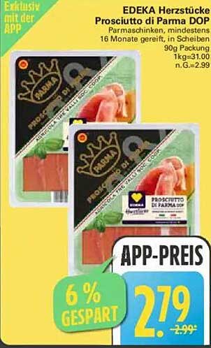 EDEKA Herzstücke Prosciutto di Parma DOP - 90g
