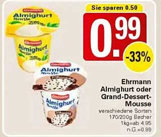 Ehrmann Almighurt oder Grand-Dessert-Mousse 170g/200g Becher