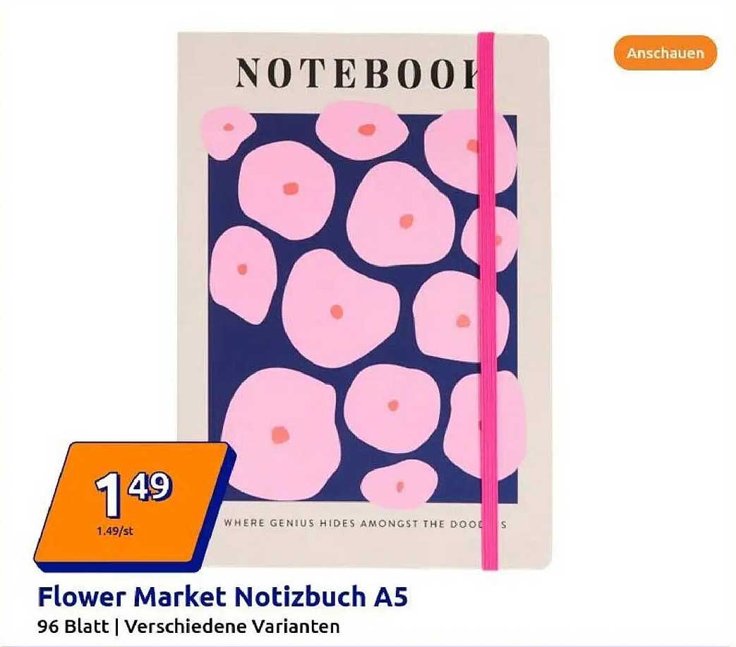 Flower Market Notizbuch A5 - 96 Blatt