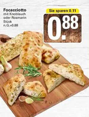 Focacciotto mit Knoblauch oder Rosmarin Stück