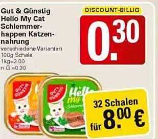 Gut & Günstig Hello My Cat Schlemmer-happen Katzen-nahrung