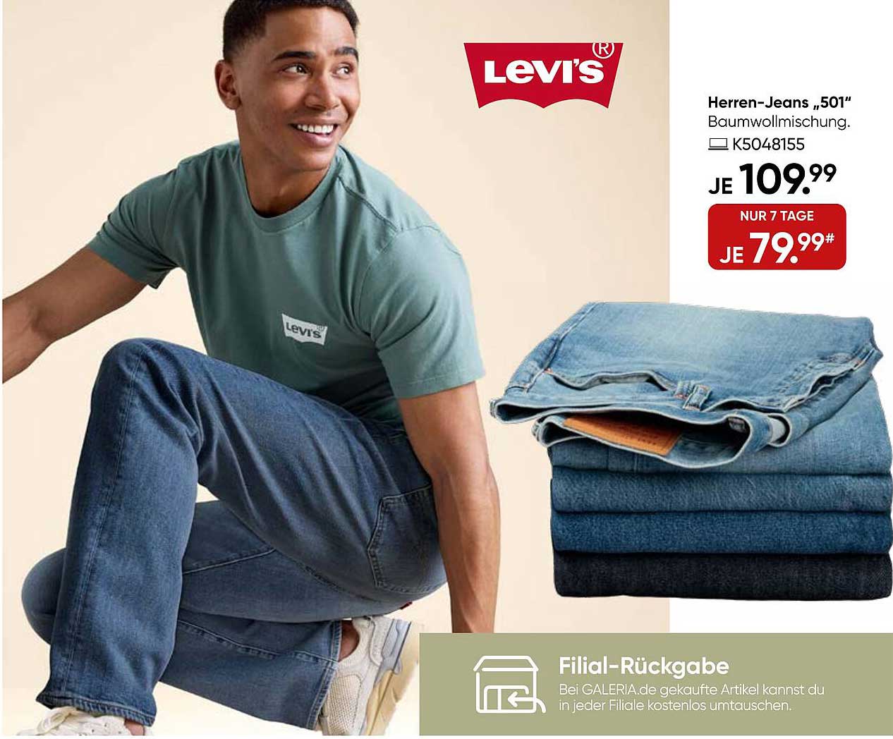 Herren-Jeans „501“ Baumwollmischung