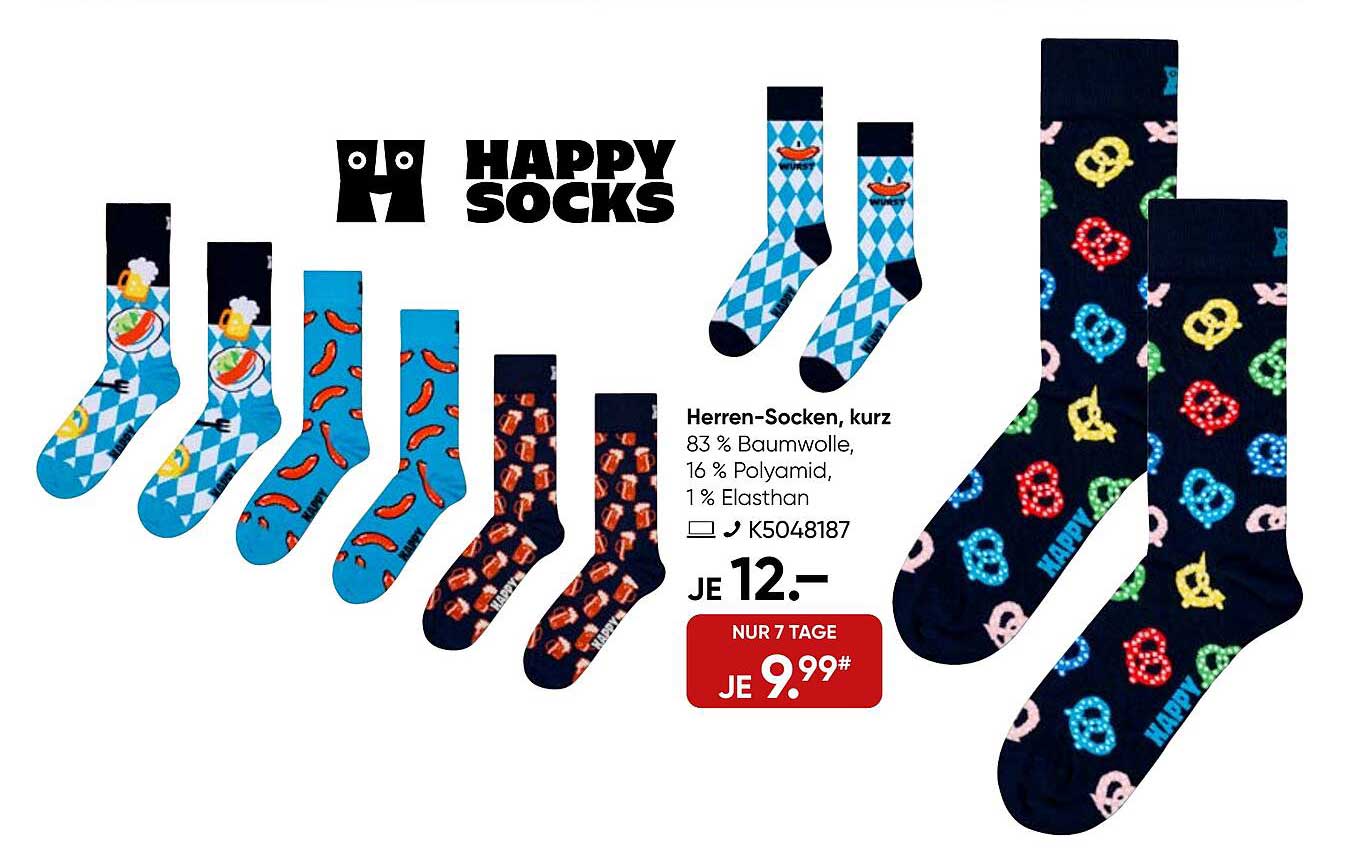 Herren-Socken, kurz von Happy Socks