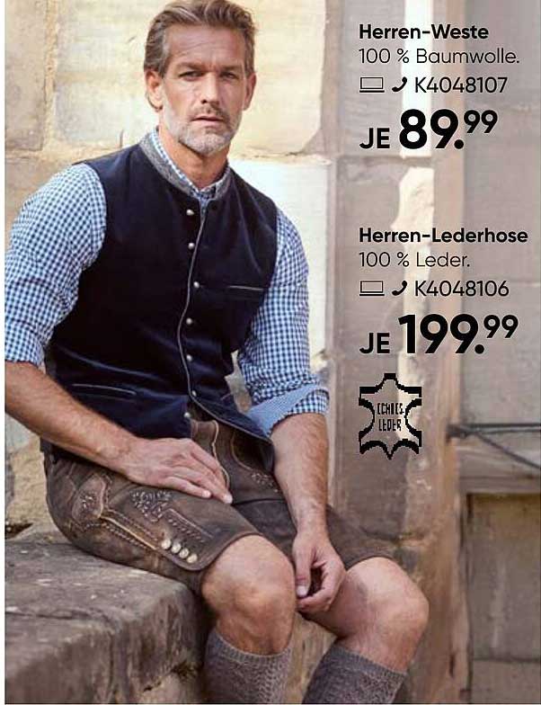 Herren-Weste und Herren-Lederhose