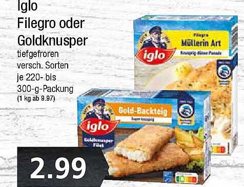 Iglo Filegro oder Goldknusper - Tiefgefroren Angebot