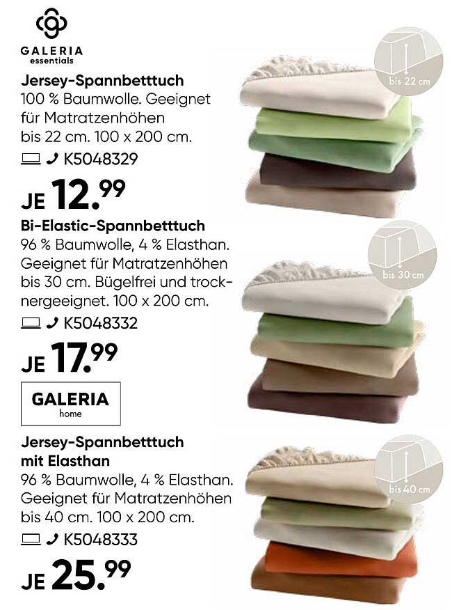 Jersey-Spannbettuch 100 % Baumwolle für Matratzenhöhen bis 22 cm - Angebotspreis 12,99 €
