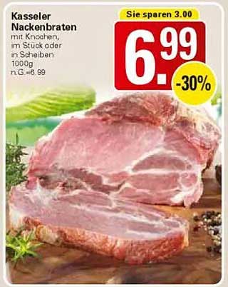 Kasseler Nackenbraten mit Knochen, im Stück oder in Scheiben