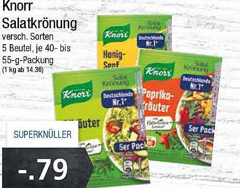 Knorr Salatkönung – verschiedene Sorten in 5 Beuteln á 40 bis 55 g