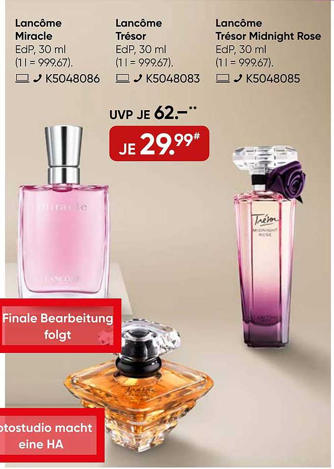 Lancôme Miracle, Lancôme Trésor und Lancôme Trésor Midnight Rose - Eau de Parfum 30 ml