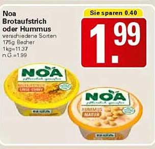 Noa Brotaufstrich oder Hummus 175g
