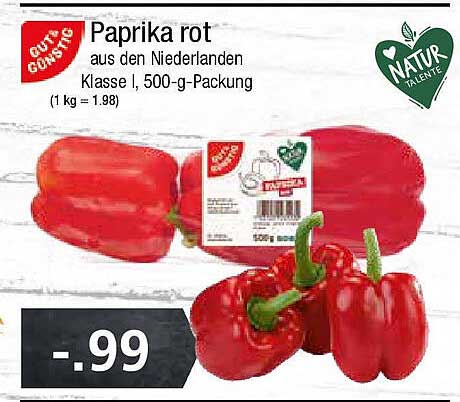 Paprika rot aus den Niederlanden, 500-g-Packung