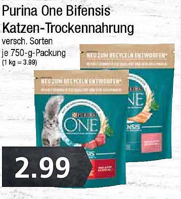 Purina One Bifensis Katzen-Trocken­nahrung, verschiedenste Sorten, je 750-g-Packung
