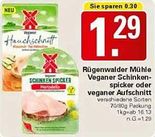 Rügenwalder Mühle Veganer Schinkenspicker oder veganer Aufschnitt