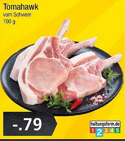 Tomahawk vom Schwein, 100 g