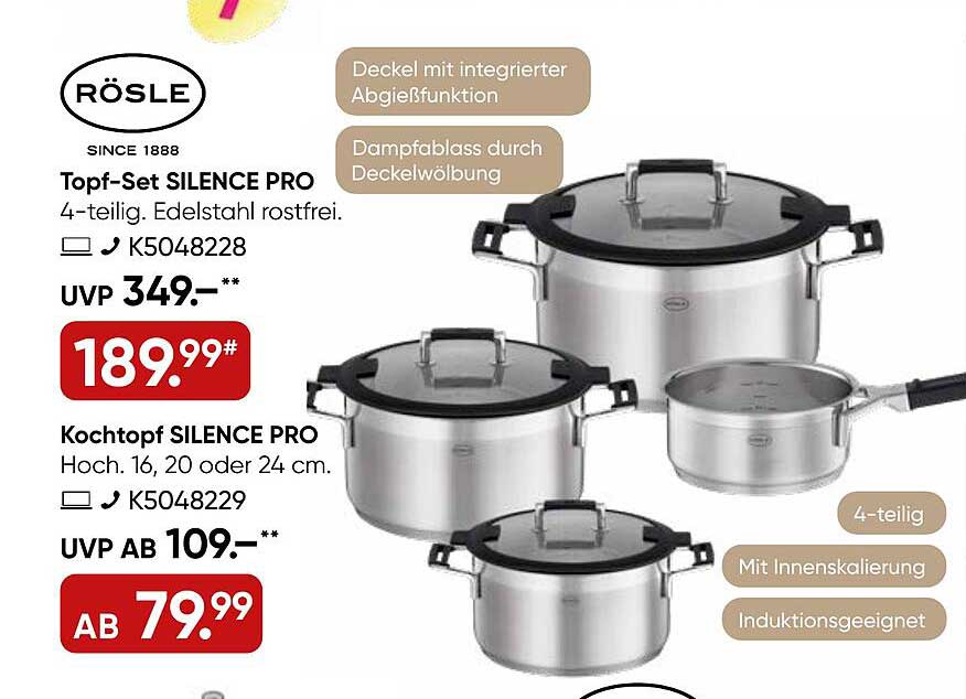 Topf-Set SILENCE PRO 4-teilig von RÖSLE