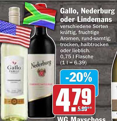 Gallo, Nederburg oder Lindemans