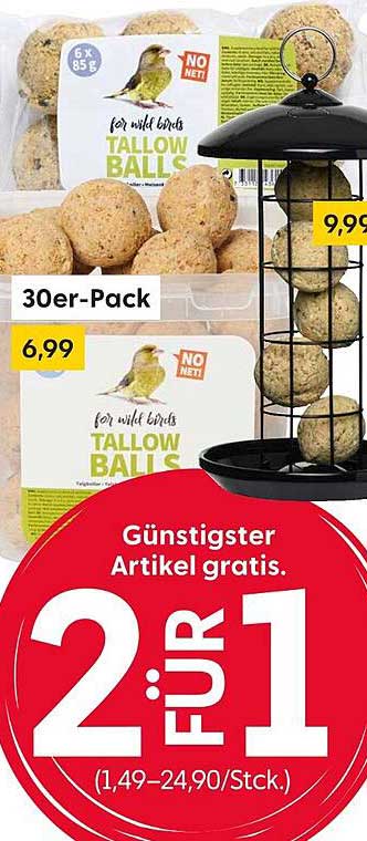 2 für 1 Tallow Balls für Wildvögel – 30er-Pack