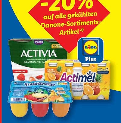 20% Rabatt auf alle gekühlten Danone-Sortiments-Artikel