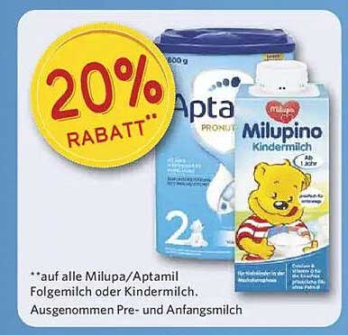 20% Rabatt auf alle Milupa/Aptamil Folgemilch oder Kindermilch