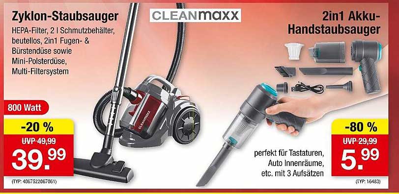 2in1 Akku-Handstaubsauger