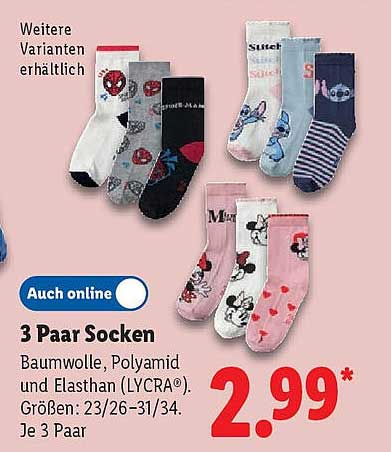 3 Paar Socken aus Baumwolle, Polyamid und Elasthan (LYCRA®)