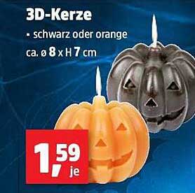 3D-Kerze - Schwarz oder Orange
