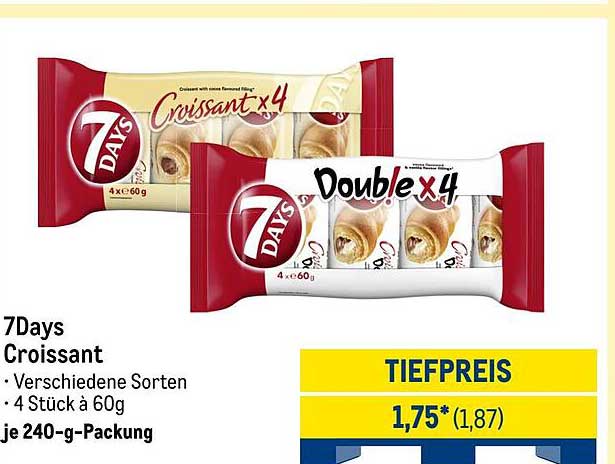 7Days Croissant - Verschiedene Sorten, 4 Stück à 60g