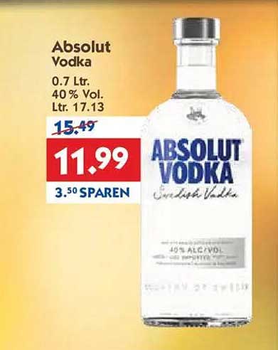 Absolut Vodka 0.7 Ltr. 40 % Vol.