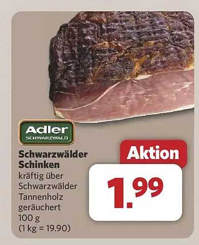 Adler Schwarzwälder Schinken - kräftig über Schwarzwälder Tannenholz geräuchert