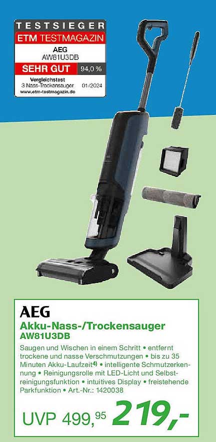 AEG Akku-Nass-/Trockensauger AW81U3DB