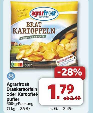 Agrarfrost Bratkartoffeln oder Kartoffelpuffer 600-g-Packung