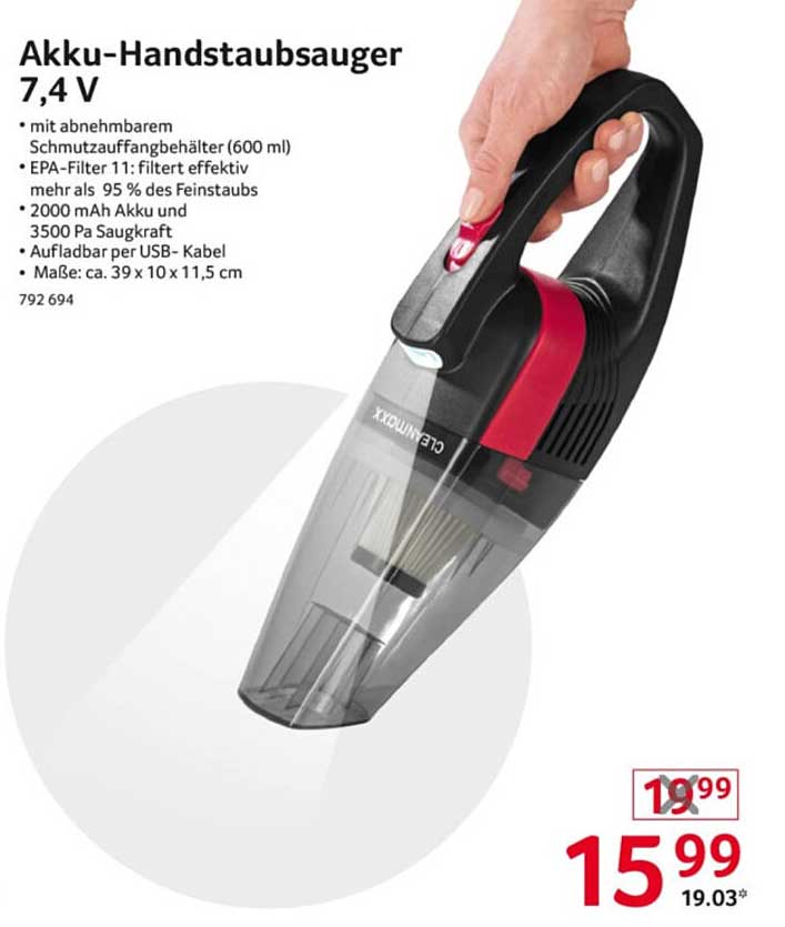 Akku-Handstaubsauger 7,4 V