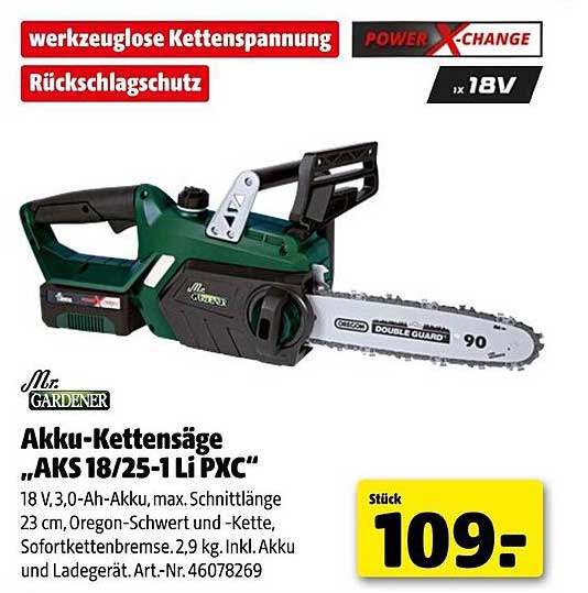 Akku-Kettensäge „AKS 18/25-1 Li PXC“