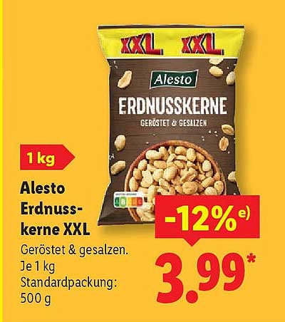 Alesto Erdnüsse XXL 1 kg - Geröstet & gesalzen