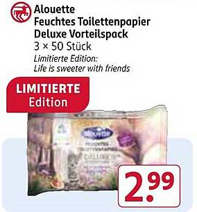 Alouette Feuchtes Toilettenpapier Deluxe Vorteilspack 3 x 50 Stück