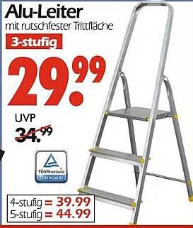 Alu-Leiter mit rutschfester Trittfläche - 3-stufig