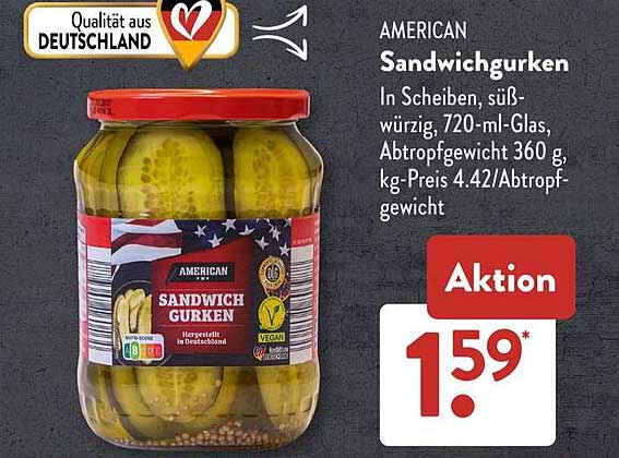 AMERICAN Sandwichgurken in Scheiben - 720 ml