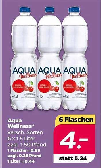 Aqua Wellness - 6 Flaschen à 1,5 Liter für lediglich 4,00 €