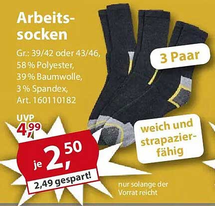 Arbeits- und Sportsocken – 3 Paar für nur 2,50 €
