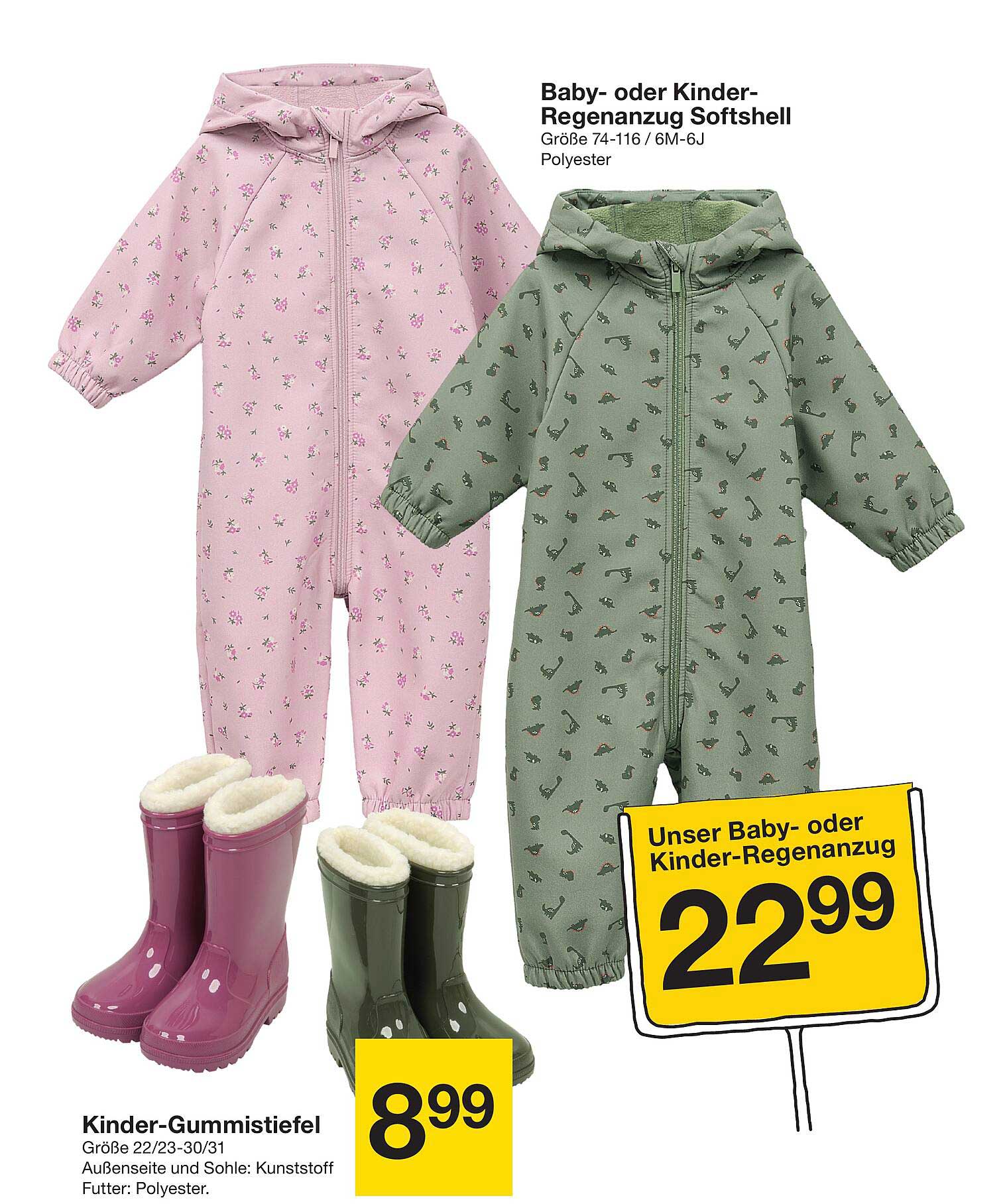 Baby- oder Kinder-Regenanzug Softshell - Größe 74-116 / 6M-6J - Polyester