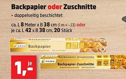 Backpapier oder Zuschnitte