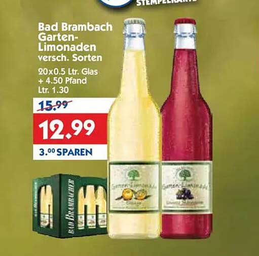 Bad Brambach Garten-Limonaden, verschiedene Sorten 20 x 0,5 Ltr.