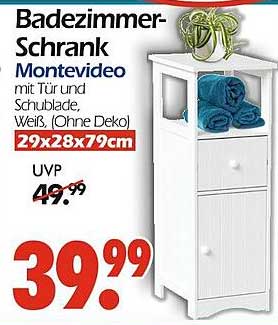 Badezimmer-Schrank Montevideo mit Tür und Schublade, Weiß