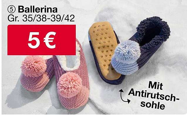 Ballerina Hausschuhe mit Antirutschsockel