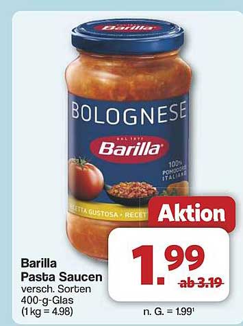 Barilla Pasta Saucen, verschiedene Sorten 400-g-Glas